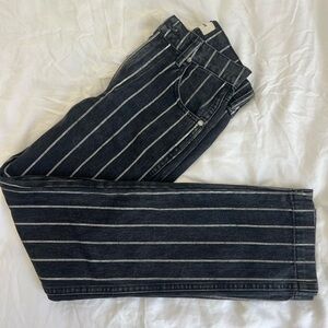 Reformation Pinstriped High Rise Black and White Jeans